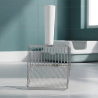 Litter Scooper and Waste Scooper, Metal Scooper with Base and Long Handle, Efficient Litter Sifter for Cat and Dog Owner Use