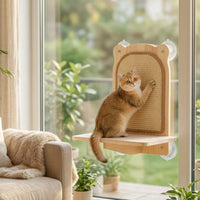 Wooden Feline Scratching Shelf Space-Saving Pet Furniture Elevated Resting Place