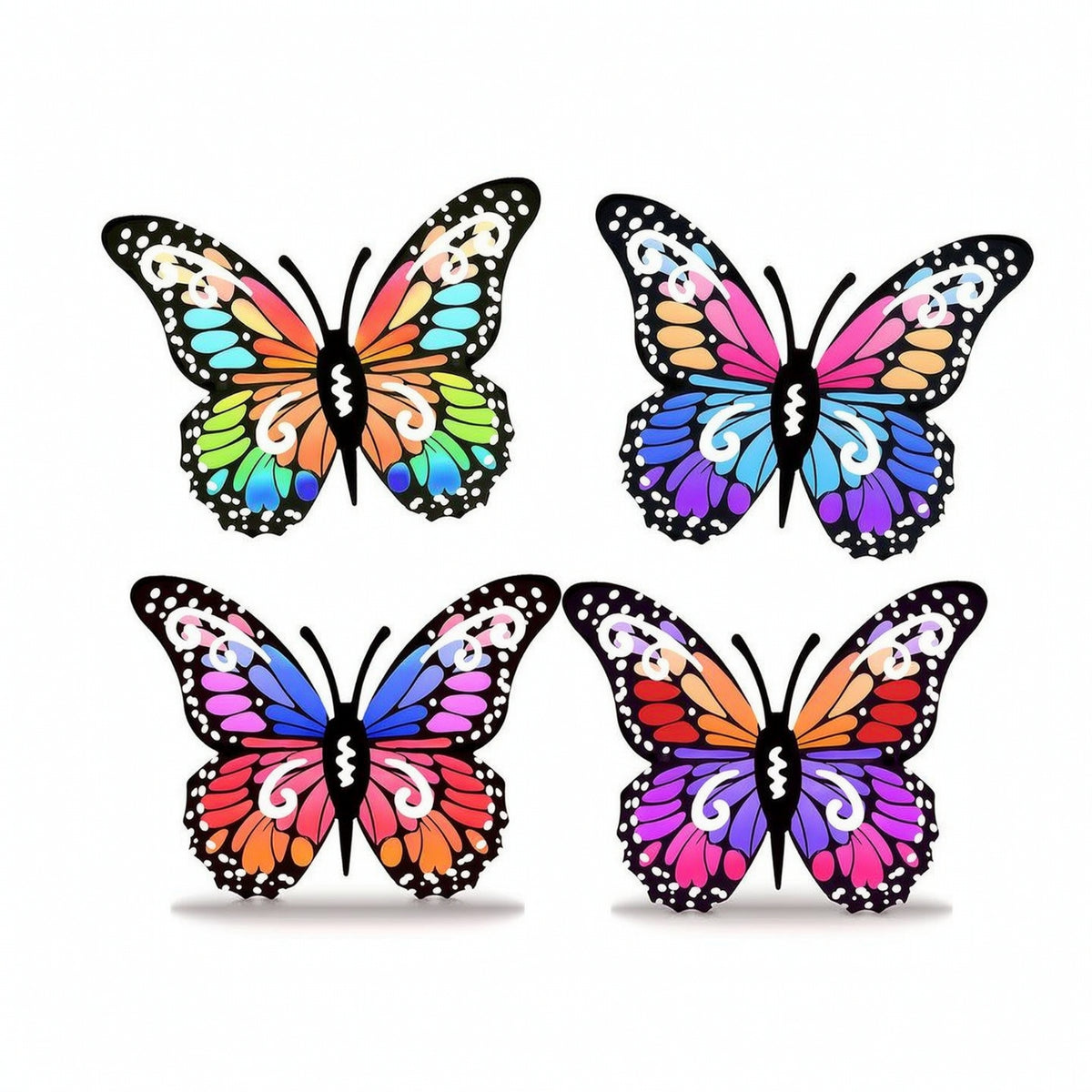 4 Pieces Metal Butterfly Wall Art Multicolor for Patio, Fence, Gardeners