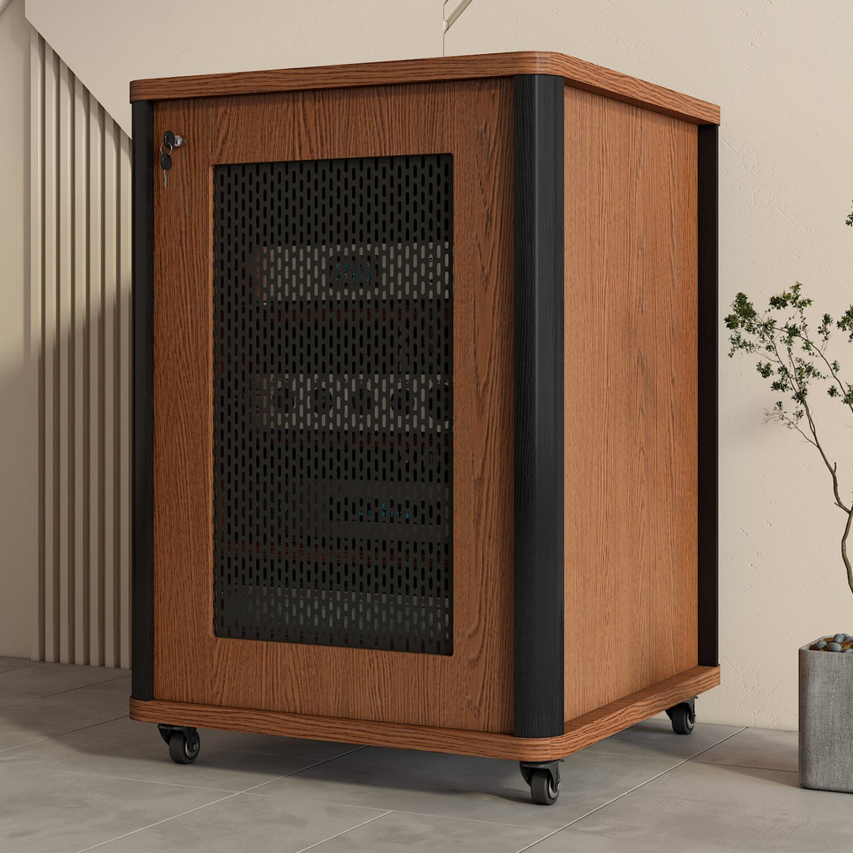 1 Piece Home Theater Amplifier Rack Audio Equipment Cabinet Professional Audio Rack Heavy-duty Casters Lockable Door with Wheels Suitable for Audiophiles Djs KTV Room Studio