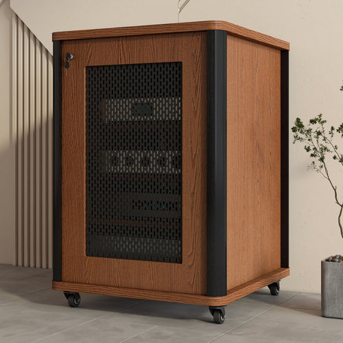 1 Piece Home Theater Amplifier Rack Audio Equipment Cabinet Professional Audio Rack Heavy-duty Casters Lockable Door with Wheels Suitable for Audiophiles Djs KTV Room Studio