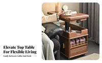 Adjustable C-Shaped Table Foldable Design Laptop Stand Mobile with Locking Casters Tilting Top for Students, Bedroom