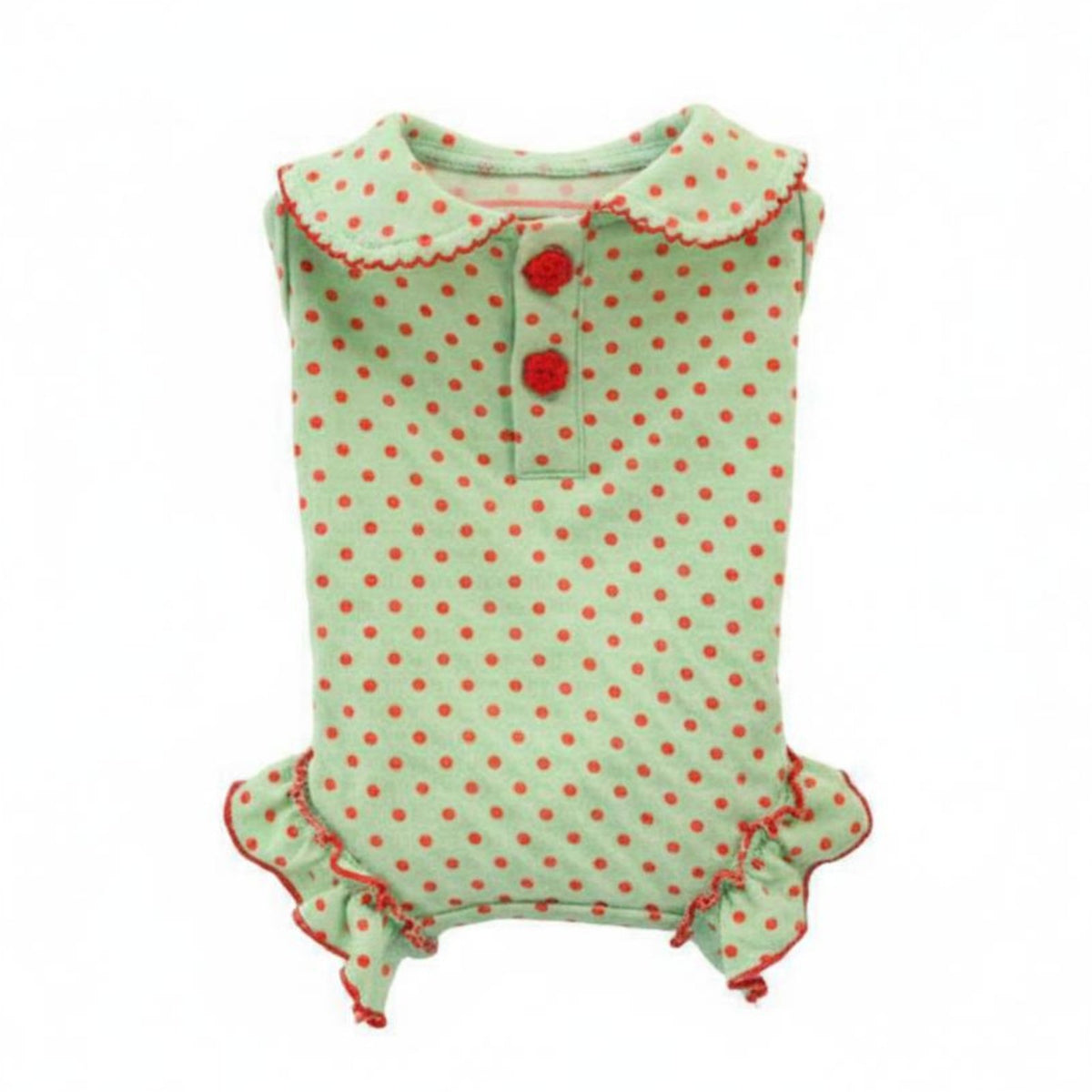 Collared Dog Jumpsuit Polka Spotted Pet Bodysuit Cute Ruffle Pet Romper for Daily Wear, Photo Photography
