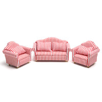 1:12 Dollhouse Miniature Furniture OB11 Red and White Striped Living Room Single Sofa