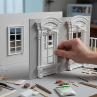 Dollhouse European Style Window Model for Dioramas and Crafts