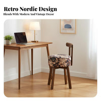 Swivel Vanity Stool Vintage Design Accent Chair Ergonomic Curved Backrest