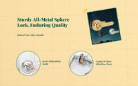 round Door Knob, Privacy Lock, Keyed Entry, Universal Interior Bedroom Door Handle, sturdy, Easy Installation
