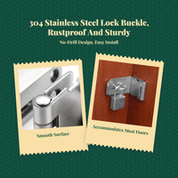 Stainless Steel Door Latch, 90-Degree Right Angle No-Drill Lock, Security Bolt for Interior & Exterior Doors, Household Security