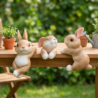 Flower Pot Hugger Figurine Resin Rabbit Pot Hanger Lightweight for Indoor Plants