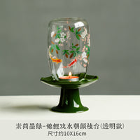 昌朴居烛台锦鲤戏水朝颜故宫红陶瓷底座中式禅意摆件蜡烛台氛围灯