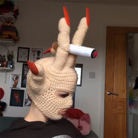 Handcrafted Palm-Shaped Knit Beanie for Adults Creative Warm Hat