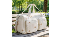 Quilted Travel Bag Padded Quilted Duffel Bag Multiple Pockets for Commuters, Parents, Nursery