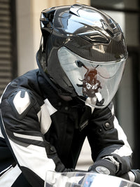 AR Carbon Fiber Half Helmet for Men and Women, Dual Lens, Lightweight Half-Coverage Motorcycle Three-Quarter Helmet for All Seasons