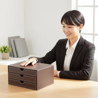 Leather Desk Organizer Box Desktop Document Drawer Unit Detail File Organizer for Office Workers