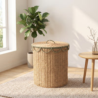 Storage Basket with Lid Handwoven Laundry Basket with Lid Tall for Bathroom