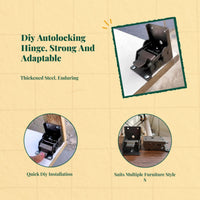 90 Degree Folding Locking Hinge, sturdy Duty Automatic Locking Bracket, Furniture Table DIY Hardware