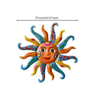 Radiating Sun Wall Art Flat Iron Sun Ornament Hanging for Living Room, Entryway