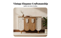 Carved Round Pedestal Table Intricate Carvings Round Pedestal Table Vintage look Multi-Functional for Bedroom, Entryway