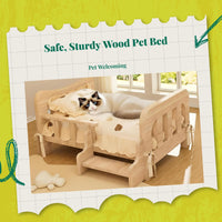 Wooden Elevated Dog Bed, Plush Mat, Indoor Comfort