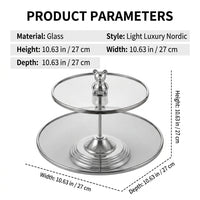 Glass Serving Stand, Tiered Stand for Dessert, Smoky Grey Serving Platter Stand, Luxury Bear Decorative Table Centerpiece