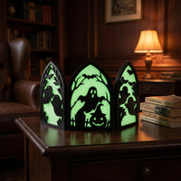 Halloween Wooden Hollowed-out Dark Series Tabletop Decoration, Festive Shape, Home Party Gift Ornament