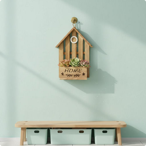 Wooden Wall Planter Artificial Flower Display Wooden Hanging Vase Easy to Install Home Decoration for Kids, Indoor