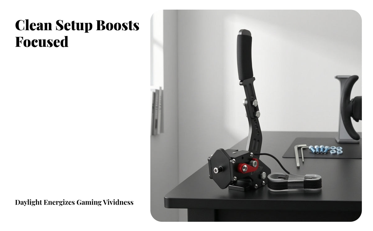 Plug and Play PC Handbrake | Rigid Metal Construction, 16-Bit, PC Handbrake with Mounting Hardware, for Drifting Games