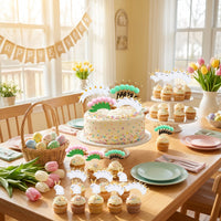 Easter Party Decoration Set Textile Material Bunny Veggie Garland Glitter Accents Happy Easter Cake Ter for Families, Teachers
