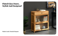Multi-Functional Sideboard with Fluted Doors Large Capacity Bookcase Easy to Assemble Storage Furniture Dust-Proof Design for Book Lovers, Homeowners, Living Room, Hallway, Entryway, Kitchen