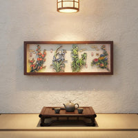 Garden Chrysanthemum Bamboo Chrysanthemum Wooden Art Hanger Chinese Wall Scroll Waterproof Ink Wall Scroll Art for Office