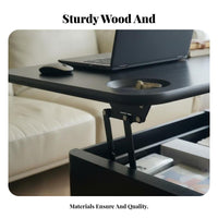 elevateTop C-Table with Casters Vintage Design Household Furniture Height Adjustable Multi-Purpose for Students, Adults