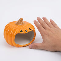 Ceramic Pumpkin Hideout Reptile Hide, Crested Gecko Tank Accessories for Small Pets, Glazed Small Animal Habitat Decor