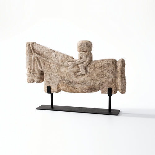 Abstract Horse Mineral-Look Statuary-Look Sculpture with Base Minimalist Tabletop Ornament for Interior Designers, Bookshelf, Office Desk