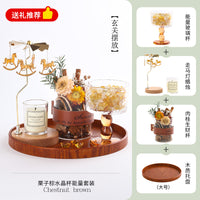 祈吉旋转木马走马灯香薰托盘烛台蜡烛新款入户玄关摆件高级感布置