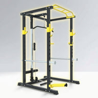 Strength Rack with Cable Pulley Full-Frame Complete Strength Rack Multiple Grip Home Workout Station for Strength Trainers, Weightlifters