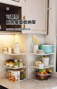 厨房桌面分层架台面置物架锅架神器橱柜锅具柜子收纳多层隔板断格