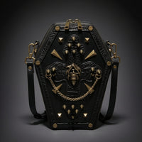 Crossbody Bag with Shoulder Strap Punk Gothic Purse with Skull Eye-Catching Casket Bag for Concerts