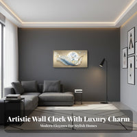 Light Luxury Design Feather Shaped Wall Clock Silent Movement Large Decorative Wall Clock Non-Ticking for Homeowners, Living Room, Cafe