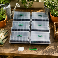 24-Cell Seed Starter Tray, Germination Trays for Vegetables with Ventilation, 36.5×23×11cm Seed Starter Set for Hobby Gardeners, Including Dibber & Labels