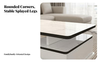 Coffee Table with Storage Marble Pattern Top Rectangular Coffee Table with Compartments Minimalist Furniture Living Room Furniture for Homeowners