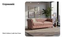 plush fabric Upholstery Button-Tufted Settee timeless Country Country type Living Room Furniture high-resilience Foam padding Fabric Sofa space-saving Footprint for Small Space Dwellers, Interior Designers, Bedroom, Entryway, Reception Area, Hotel Lobby