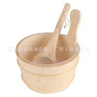 Sauna Accessories Set with Wooden Bucket, Hourglass, Hygrometer, and Explosion-Proof Lamp