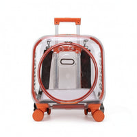 Transparent Rolling Pet Carrier Hard Shell Pet Carrier with Wheels Ventilated Telescopic for Travelers, Travel, Vet Visits, Park Walks