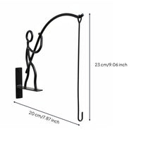 Fishing Man Wall Hook Unique Design Iron Art Wall Hanger Weather Resistant