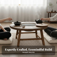 Traditional Chinese and design circular table with Integrated Cooktop Multifunctional Design herbal infusion Ceremony Set Communal Dining Hot Pot Station for Families, Social Gatherings, Restaurant