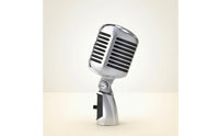 Chrome-Finish Vintage Mic with Stand Mount Compact Retro Mic Adjustable-Angle Mic Handheld for Performers