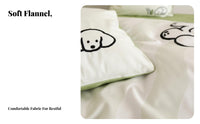 4 Pieces 4-Piece Dog Print Bedclothes Japanese aesthetic Dog Pattern Bedding