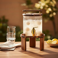 Glass Beverage Dispenser with Spigot Transparent Design Glass Spigot Dispenser Cold Drink Jar with Wooden Stand Easy to Clean