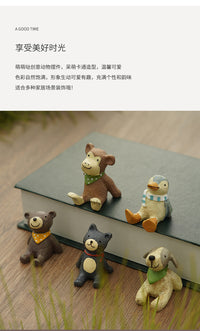zakka杂货树脂工艺品圣诞小动物摆件 办公室桌面装饰摆件仰望星空 仰望小狗蓝围脖