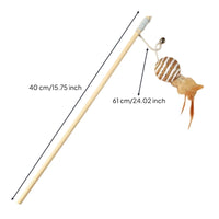 Cat Teaser Wand Wooden Cat Wand with Feathers Indoor for Chase Sessions, Kittens